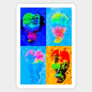 Bali Mask in Pop Art Style Collage Sticker